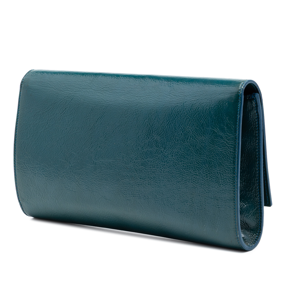 Pre-Loved Saint Laurent Large Textured Patent Belle De Jour Clutch - Picture 2 of 7